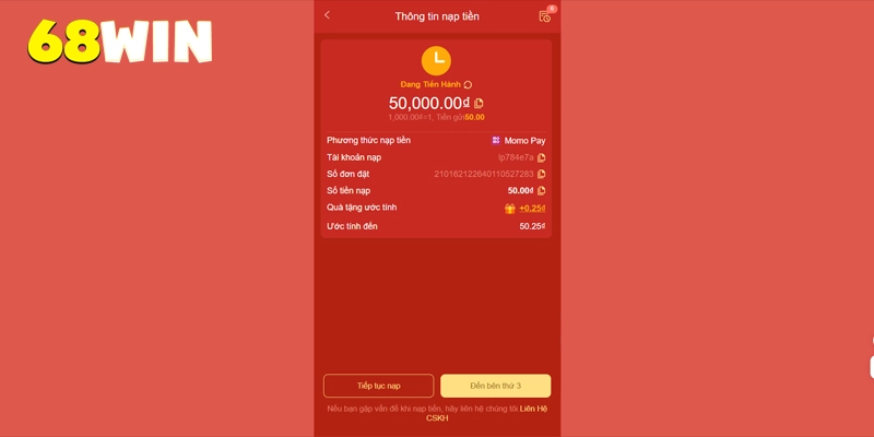 Chọn phương thức nạp tiền qua ví điện tử